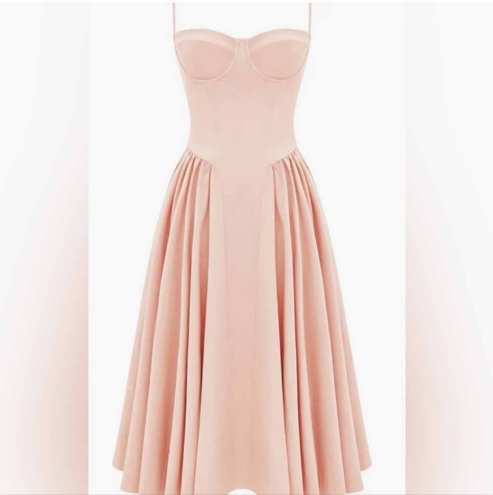 House of CB Samaria Corset Fit & Flare Dress Peach Parfait - Picture 4 of 7